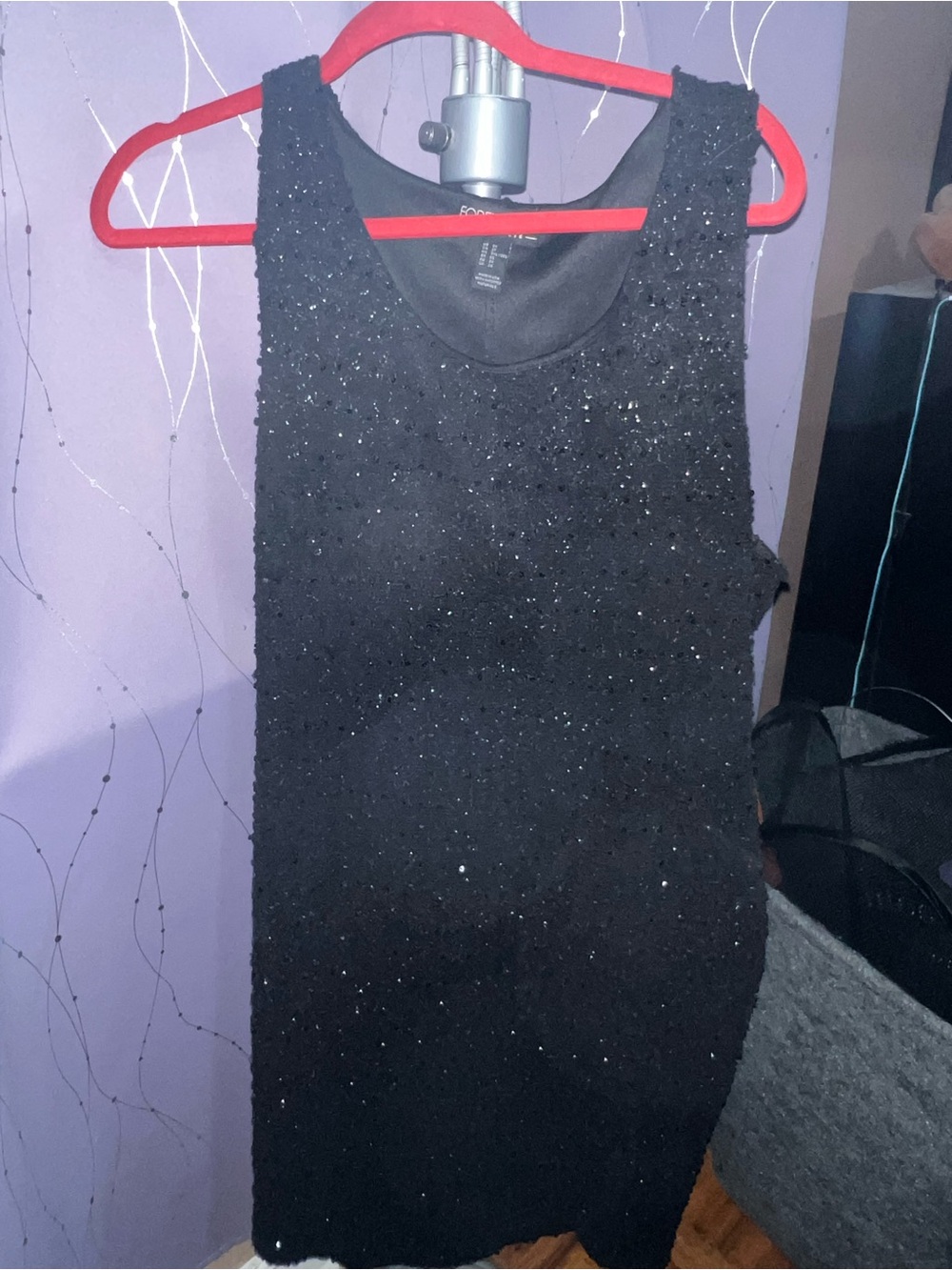 Forever 21 Black Sequin Plus Size Dress with Red Trim